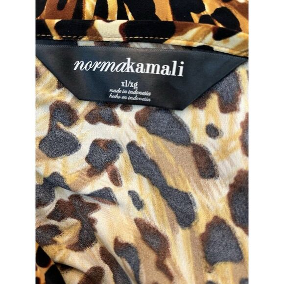 Norma Kamali Ladies XL Leopard Animal Print Robe Bathrobe Belted Knee Length - Picture 6 of 6